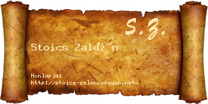 Stoics Zalán névjegykártya